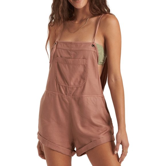 Billabong Pants - Billabong Wild Pursuit Romper Overalls Shortalls Pink Brown Size Medium